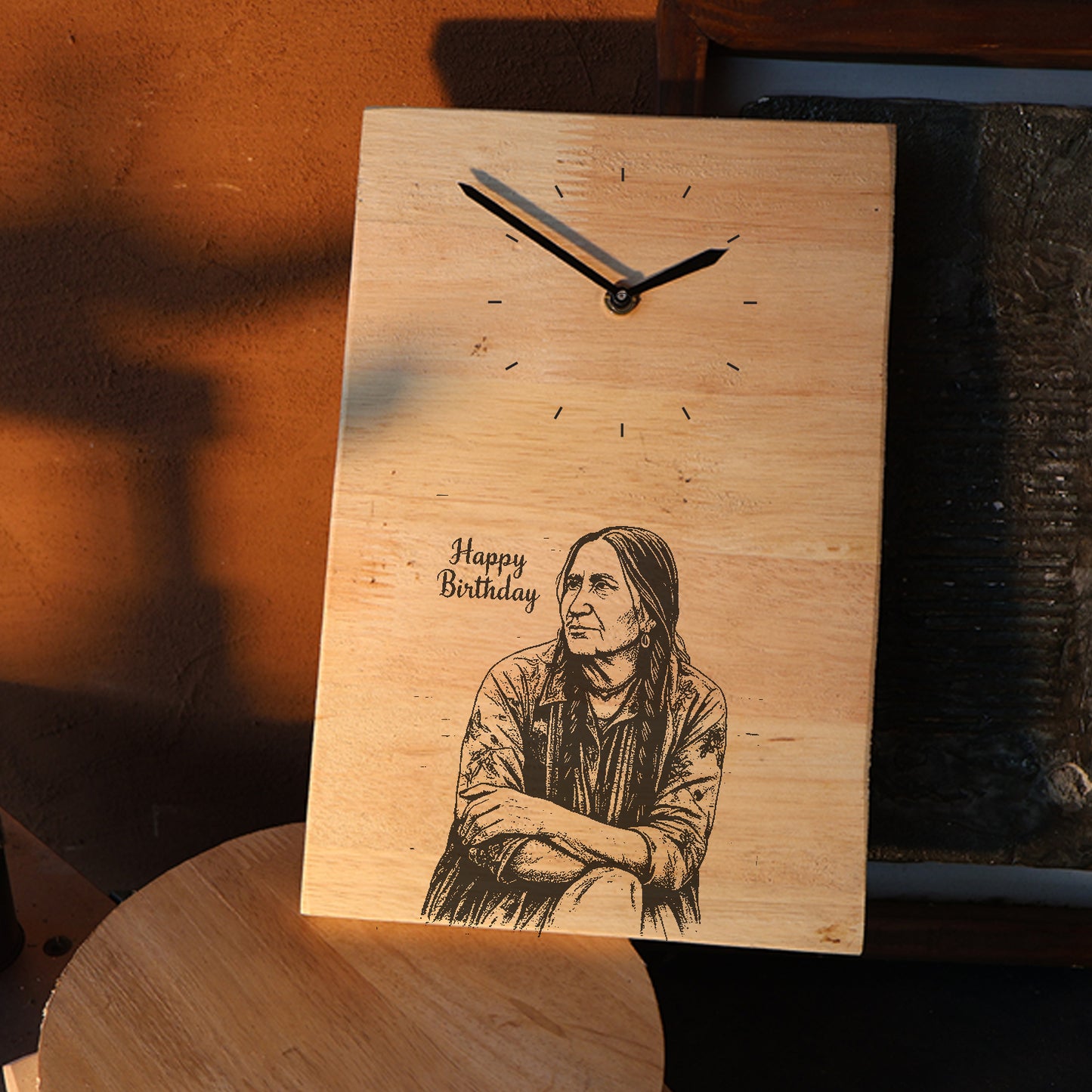 Engraved Wooden Wall Clock (20x30 cm)