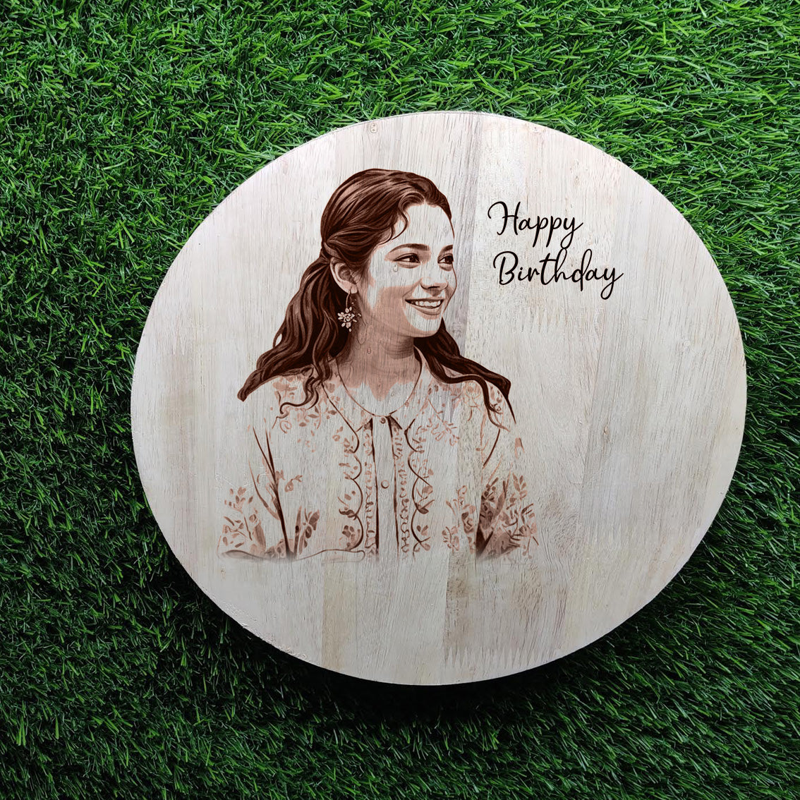 Personalized round Wooden Gift Plaque - 20x20cm Custom Printed Keepsake for Birthdays, Anniversaries, Weddings, and Special Occasions