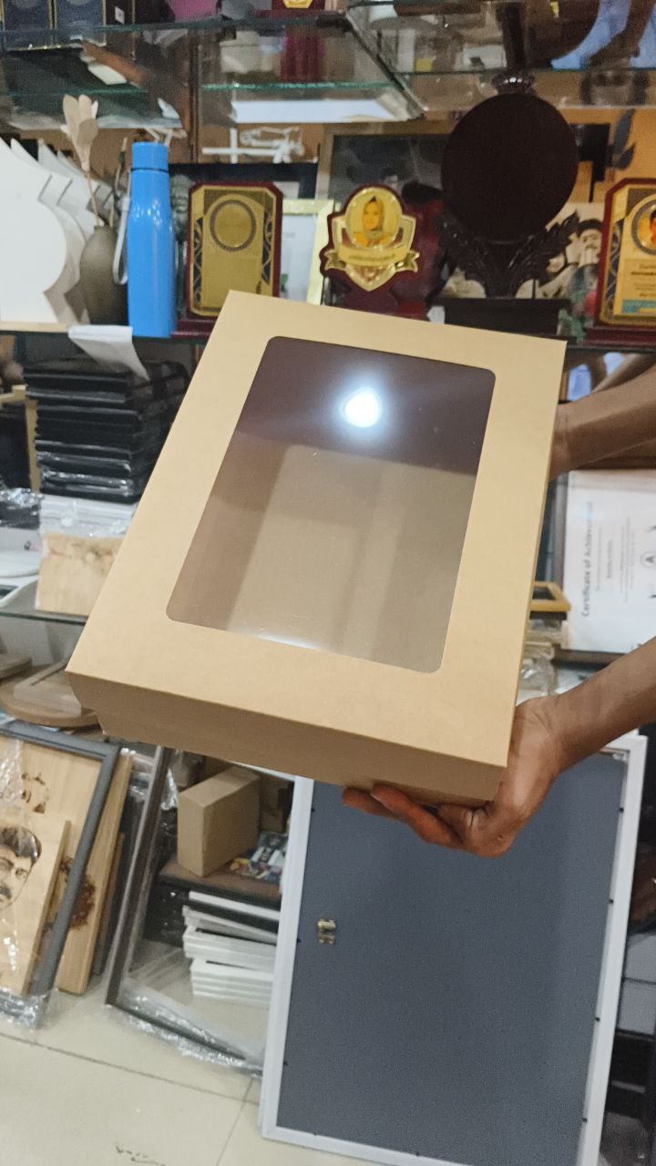 Kraft Gift Box with Transparent Lid β 13x10x4 Inches
