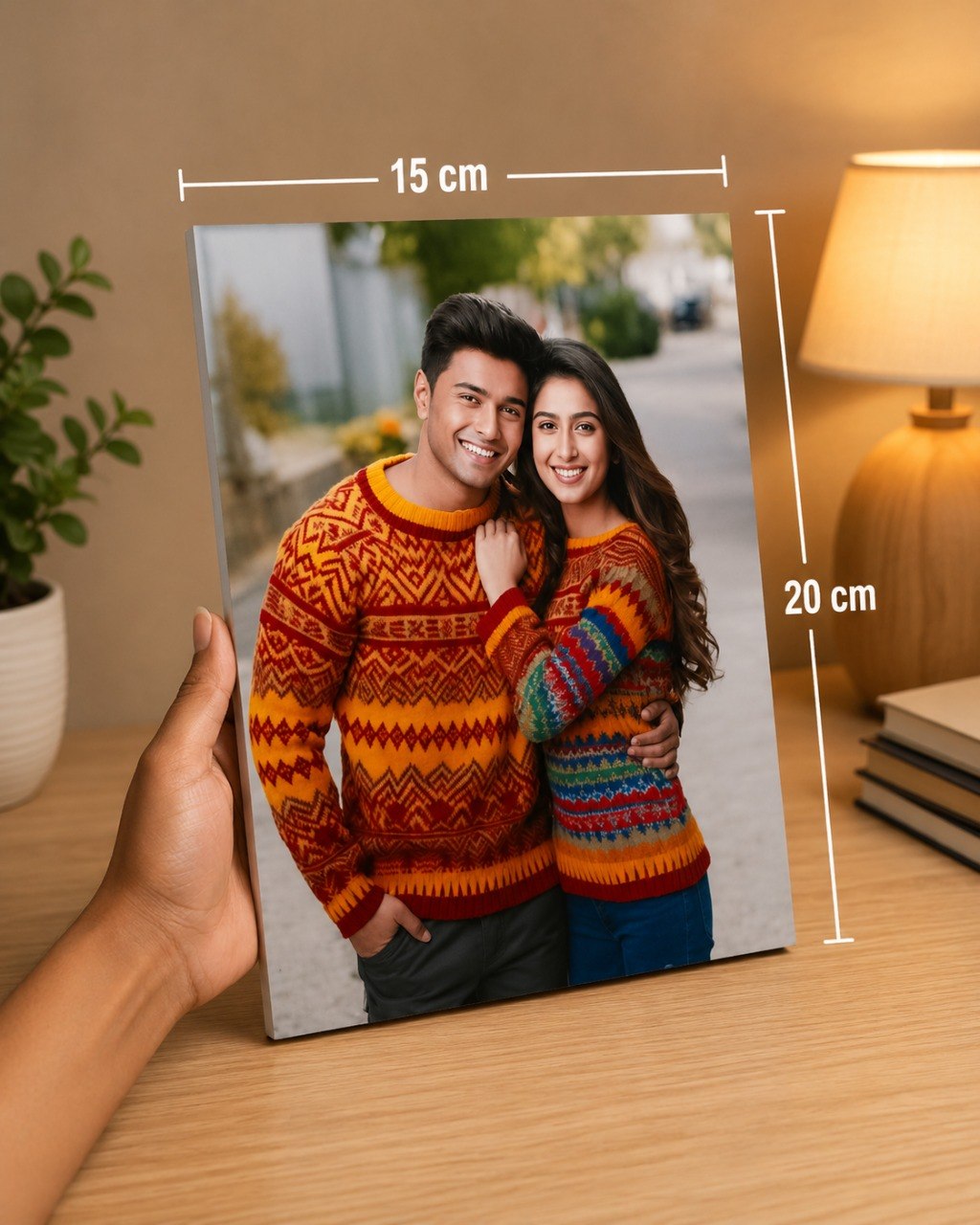 Bramika Artifacts® Personalized Wooden Photo Plaque | Custom UV Printed MDF Photo Block | 20 × 15 cm | Premium Gloss Finish | Ready-to-Display Personalized Gift