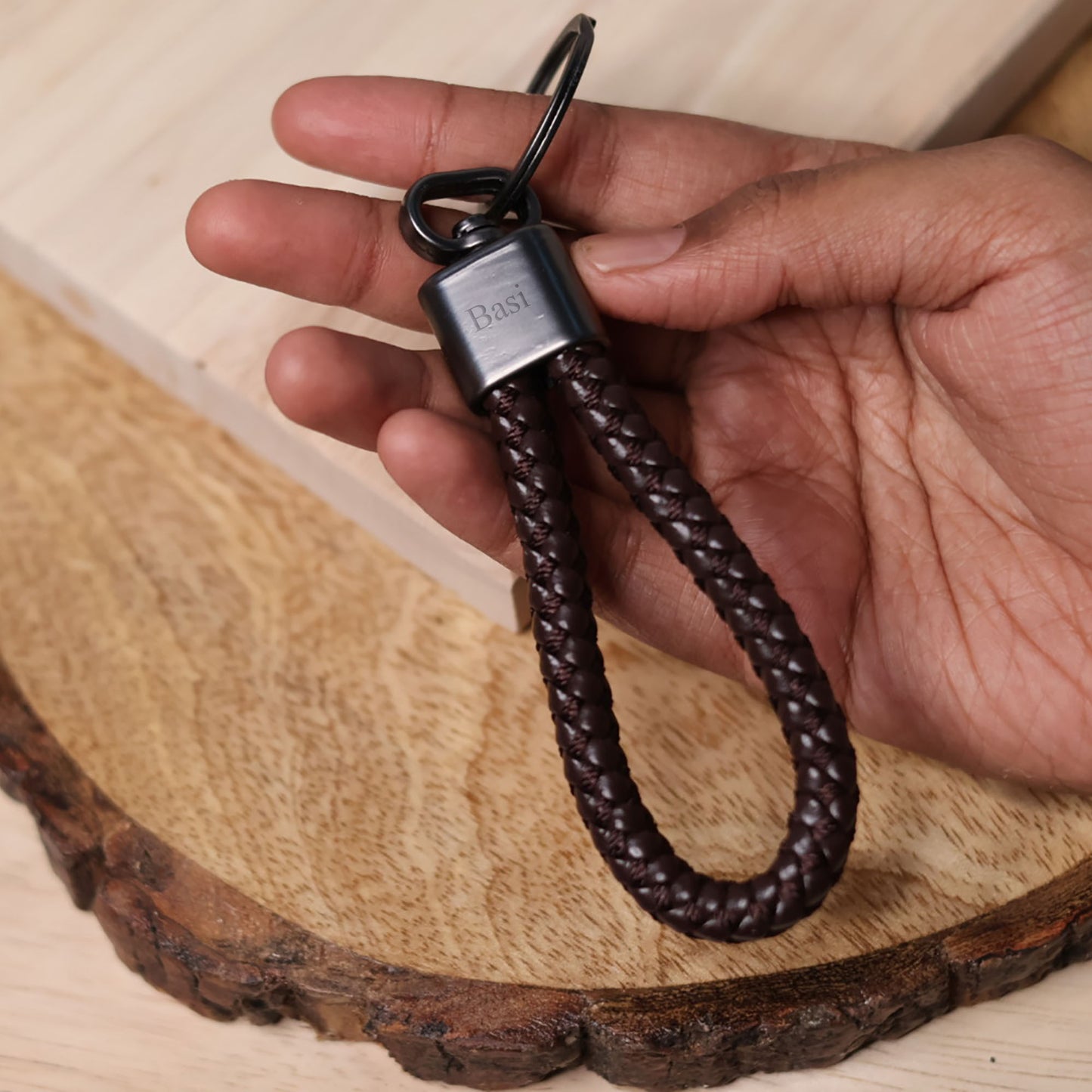 Personalized Braided Rope Keychain – Custom Name Engraved Key Ring - 17