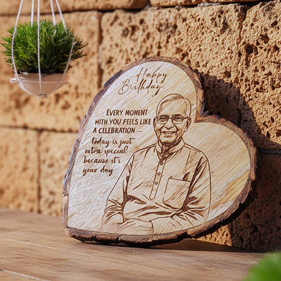 Personalized round Wooden Gift Heart Plaque (Mangowood) with bark - 20x20cm(8" Inch) Custom Printed Keepsake for Birthdays, Anniversaries, Weddings, and Special Occasions (Bark type) (Copy)