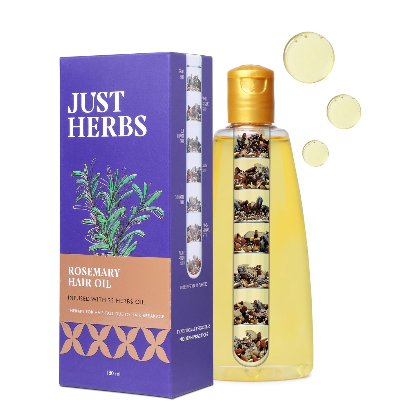 Just Herbs Rosemary Hair Oil For Hair Growth Hair Fall Control 180ml