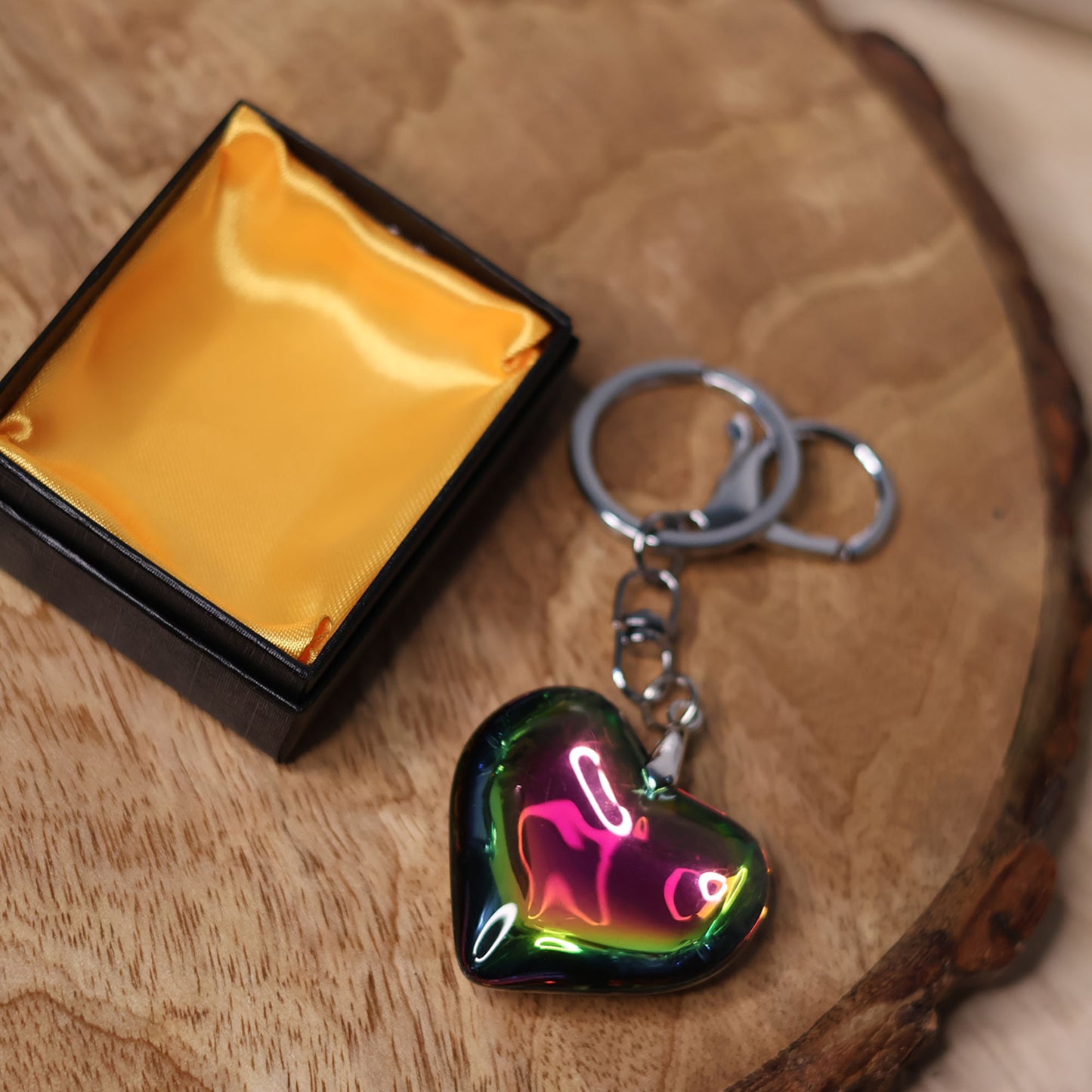 Rainbow Heart Crystal Keychain – Premium Heart-Shaped Gift Key Ring - K24