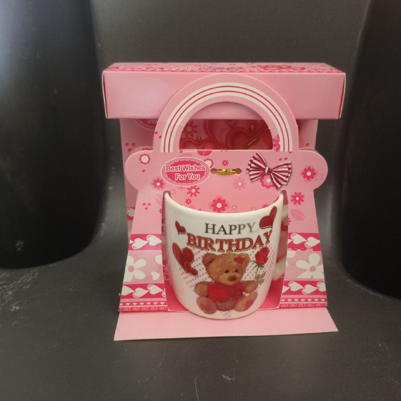 Happy Birthday Gift Mug β Cute Teddy Edition with Pink Gift Box