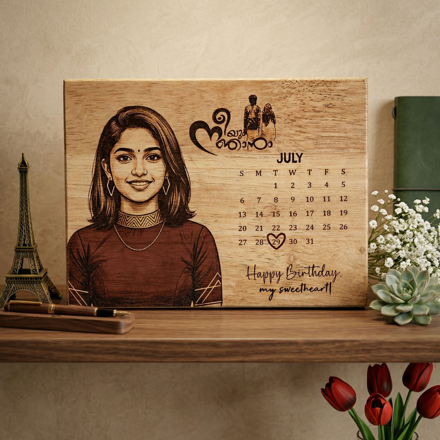 Wooden Printed Calendar Plaque