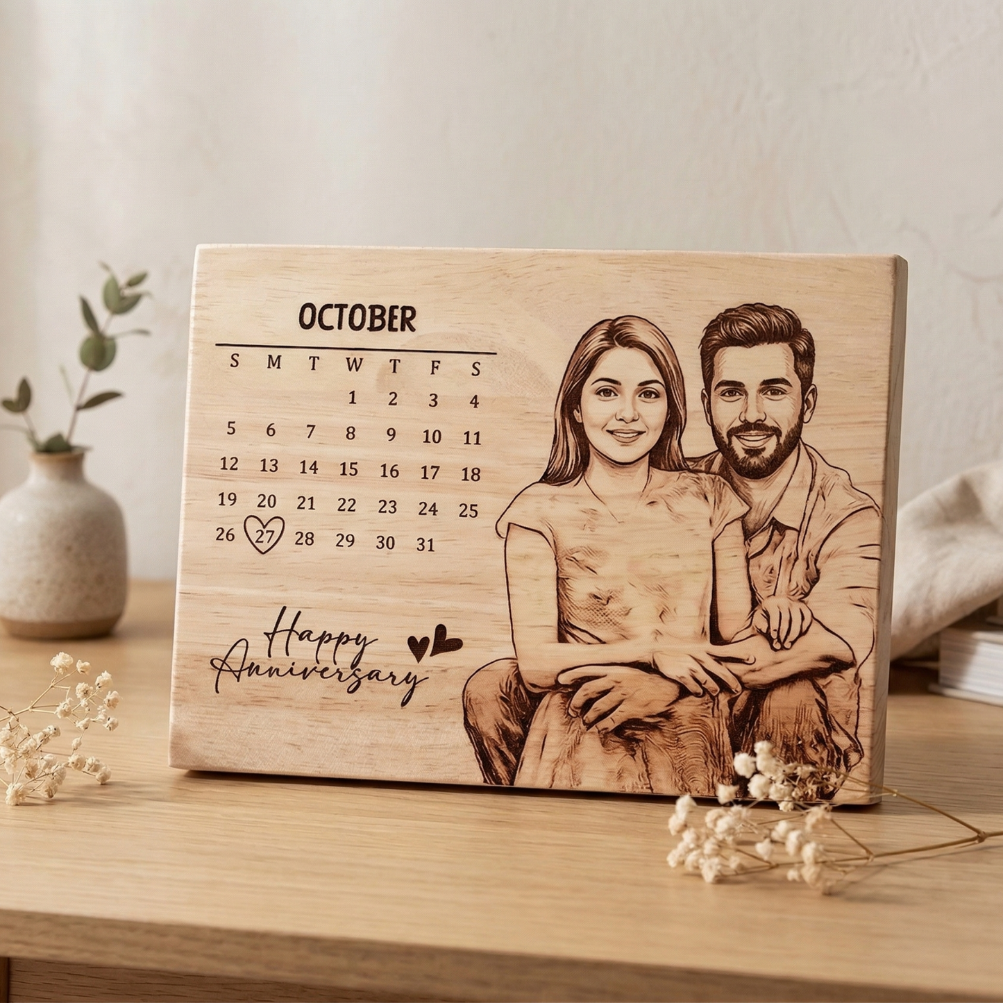 Wooden Printed Calendar Plaque