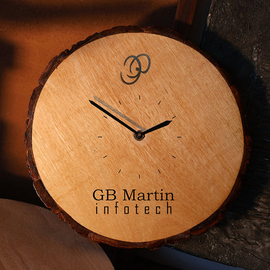 Engraved Round Wooden Clock  (20x20 cm)