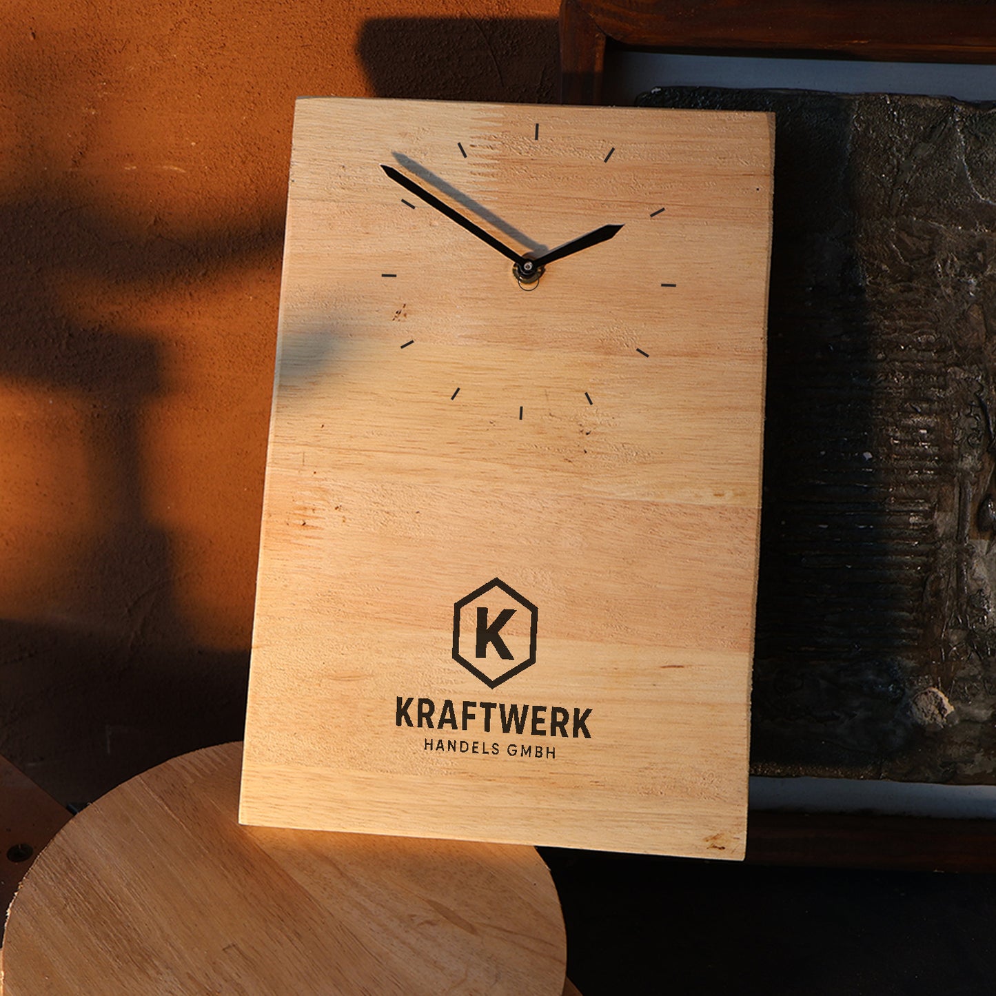 Engraved Wooden Wall Clock  (20x30 cm)