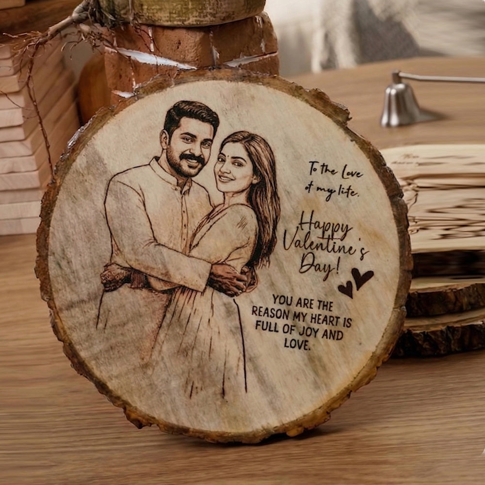 Round Printed Wooden Plaque – Bark Edge 20×20 cm (Style 2)