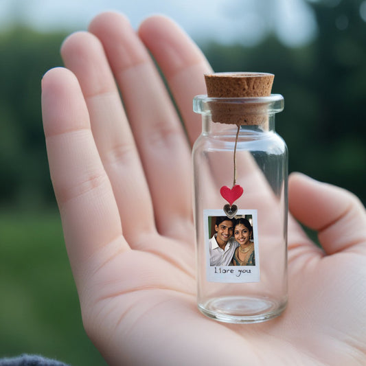 Personalized Mini Bottle with Hanging Photo - 2x7 cm