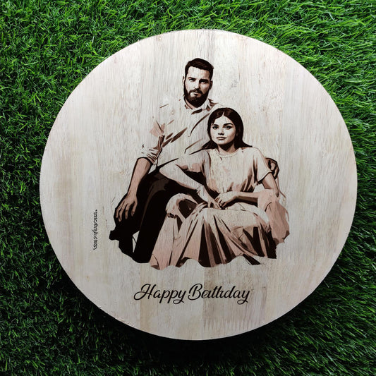 Personalized round Wooden Gift Plaque  - 30x30cm Custom Printed Keepsake for Birthdays, Anniversaries, Weddings, and Special Occasions