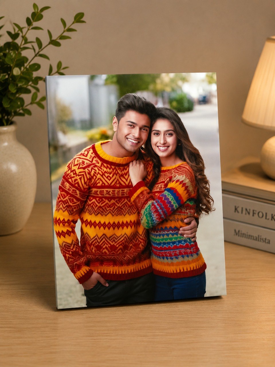 Bramika Artifacts® Personalized Wooden Photo Plaque | Custom UV Printed MDF Photo Block | 20 × 15 cm | Premium Gloss Finish | Ready-to-Display Personalized Gift