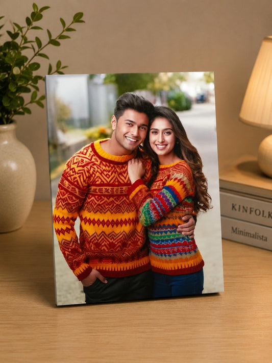 Bramika Artifacts® Personalized Wooden Photo Plaque | Custom UV Printed MDF Photo Block | 20 × 15 cm | Premium Gloss Finish | Ready-to-Display Personalized Gift