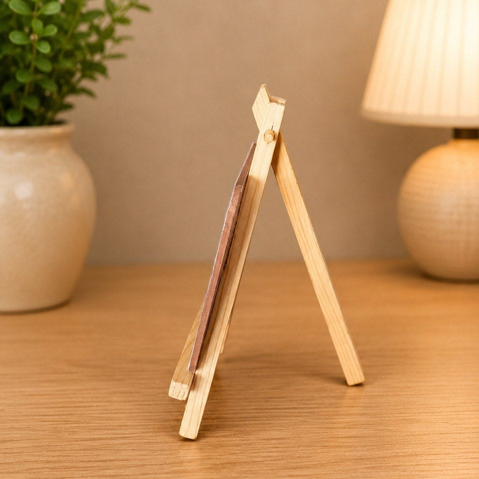 Bramika Artifacts® Personalized Wooden Photo Plaque with Mini Wooden Easel Stand | Custom Square Photo Display | 9 x 9 cm | Wedding, Anniversary & Birthday Gift
