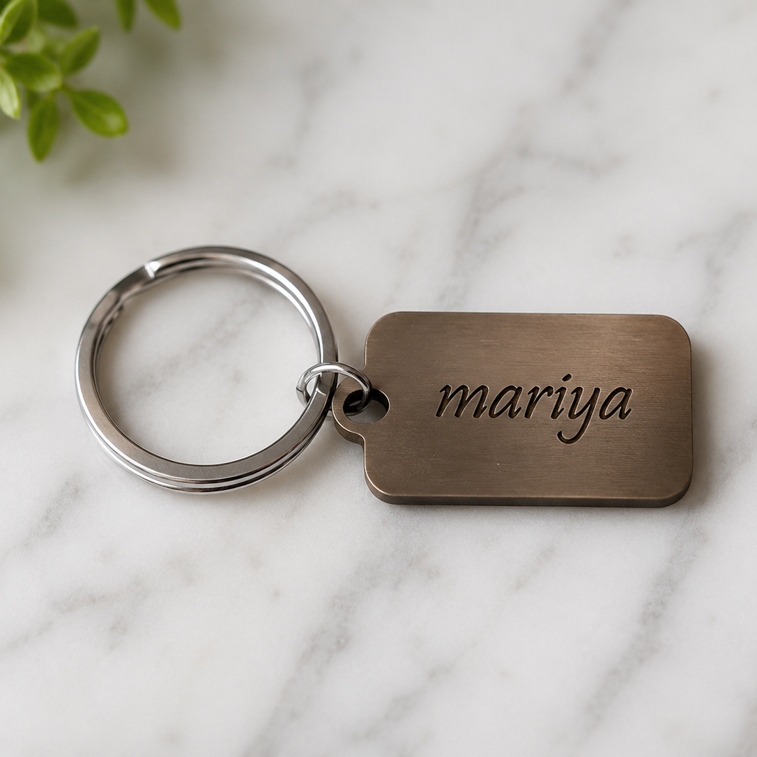 Personalized Engraved Metal Keychain | Custom Name Key Ring | Premium Rectangle Keychain | Gift for Men & Women