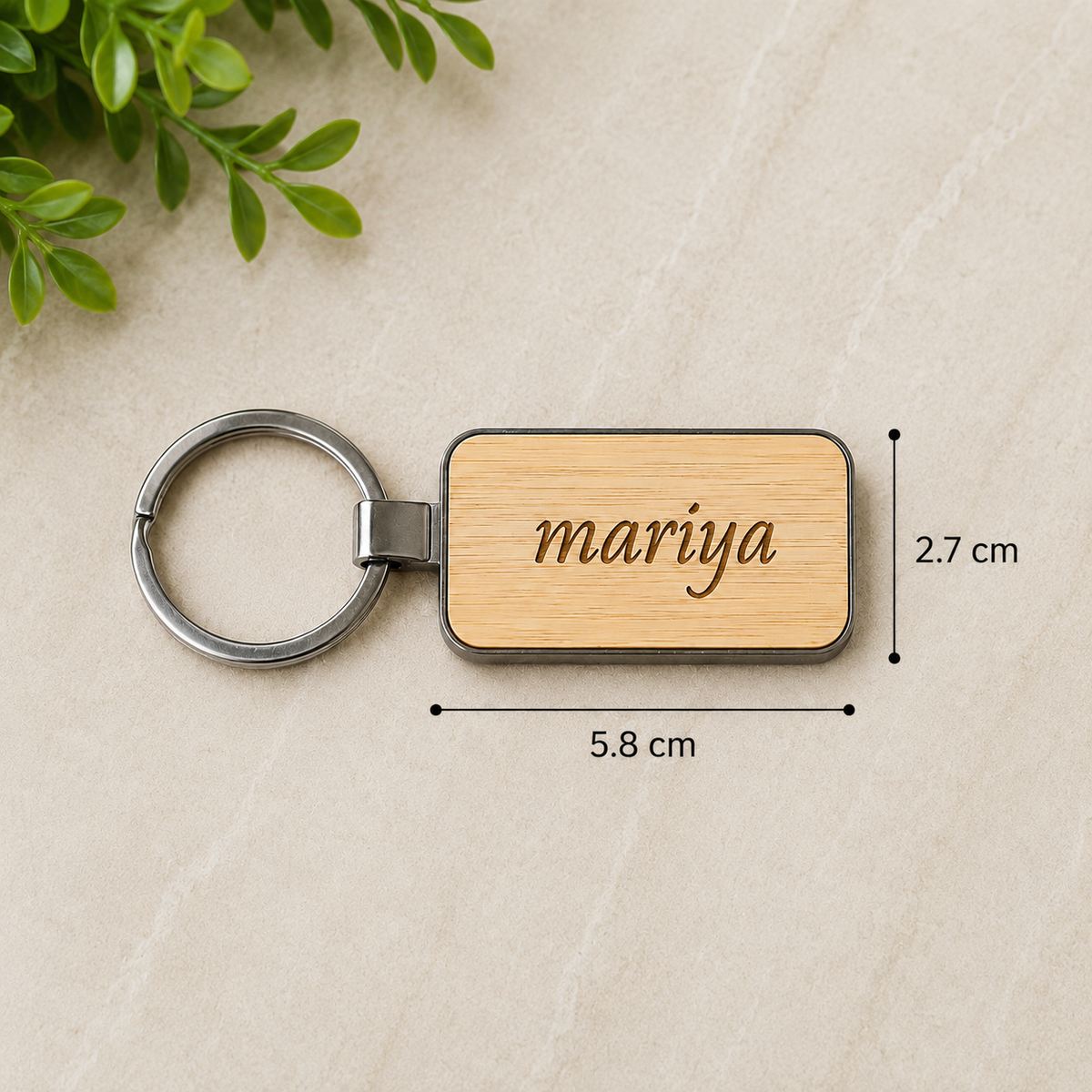 Personalized Wooden Keychain with Custom Engraved Name | Premium Wood & Metal Key Ring | Custom Gift for Men & Women