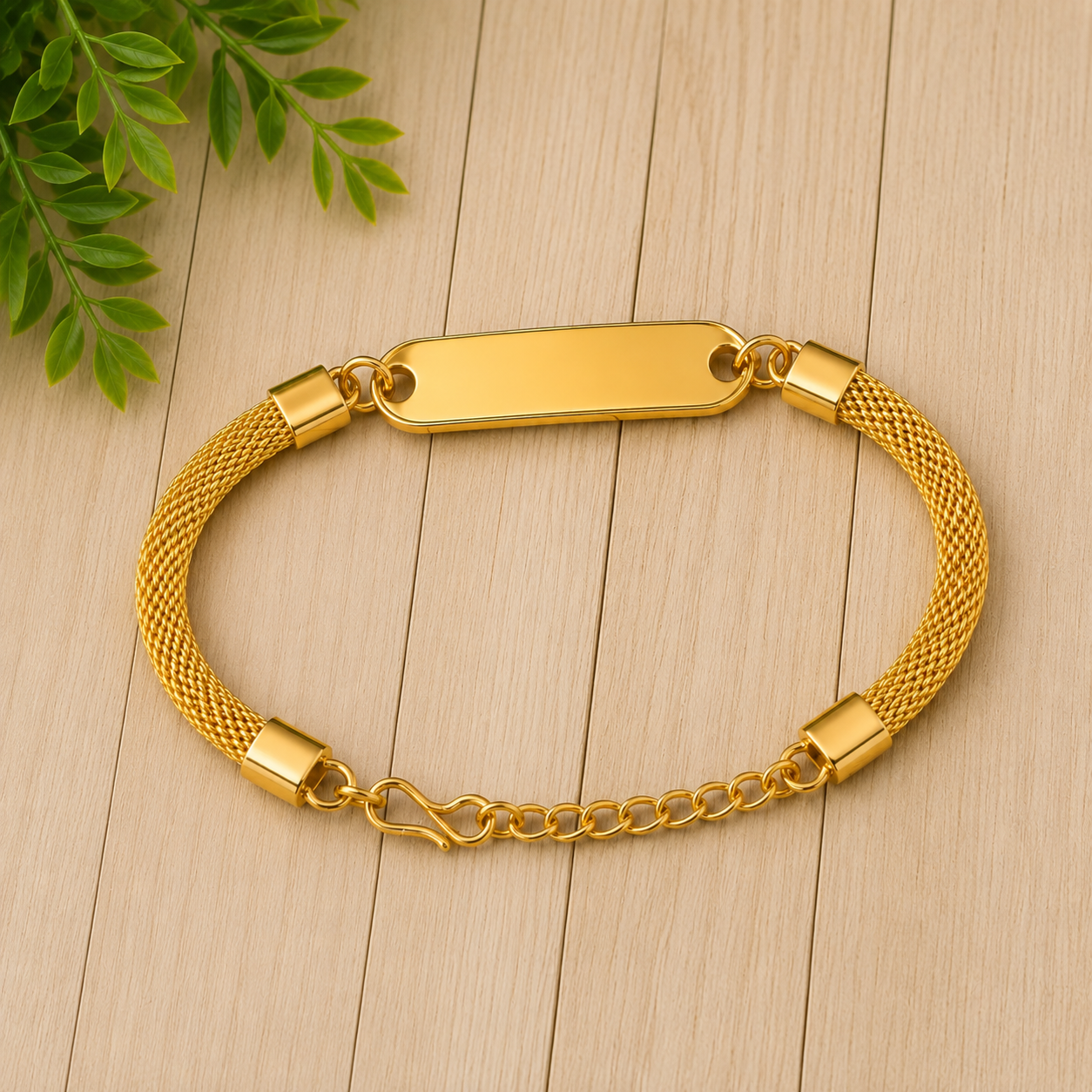 Personalized Gold-Tone ID Bracelet with Custom Engraved Name