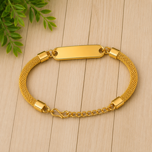 Personalized Gold-Tone ID Bracelet with Custom Engraved Name