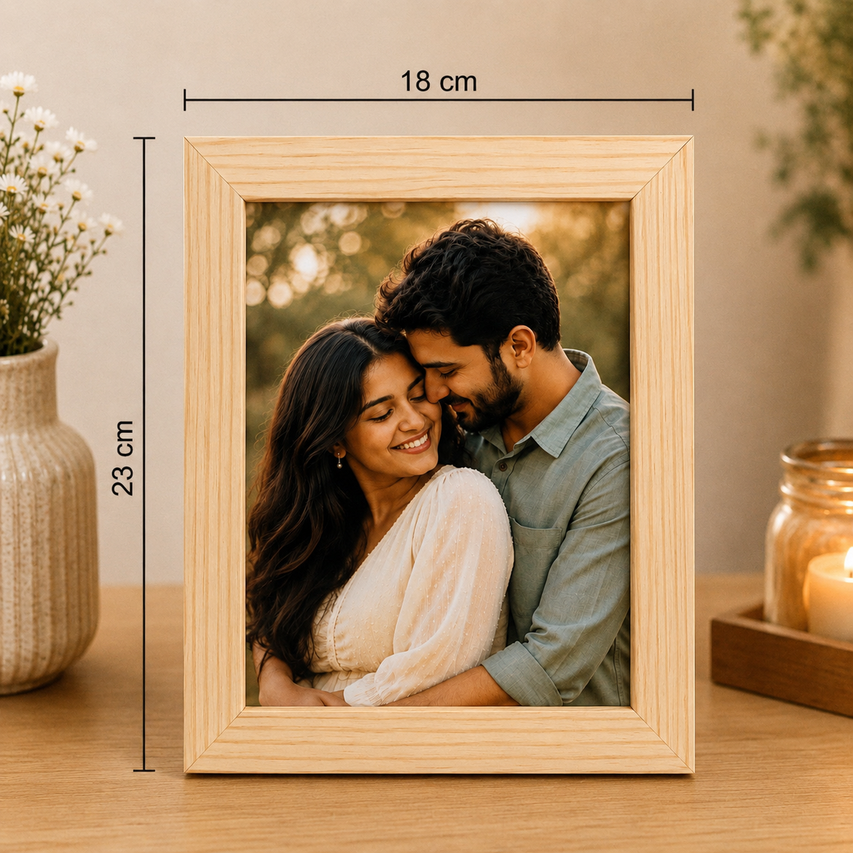 Original Solid Pine Wood Photo Frame – 23 × 18 cm | Natural Wooden Picture Frame | Tabletop & Wall Mount Display