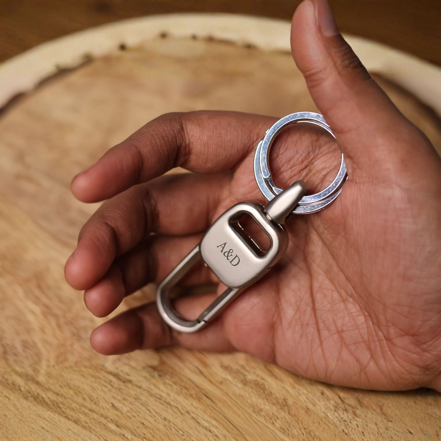 Personalized Engraved Metal Keychain – Custom Initials Key Holder