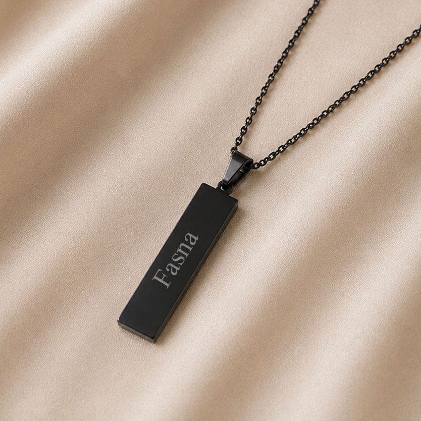 Personalized Bar Pendant Necklace – Custom Engraved Name Necklace - N2