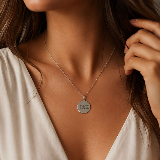 Personalized Round Pendant Necklace – Custom Engraved Name Necklace - N1