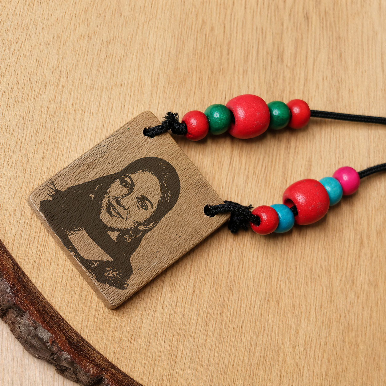 Personalized Wooden Photo Pendant Necklace – Custom Engraved Portrait Locket - 23
