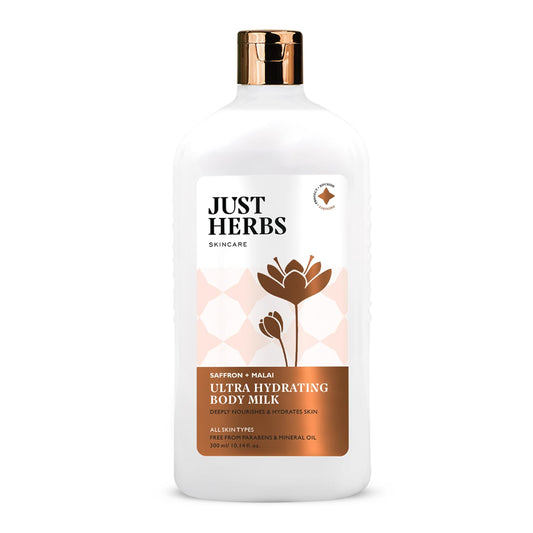 Just Herbs Saffron + Malai Nourishing Body Milk Moisturizer for Men & Women 300 ml