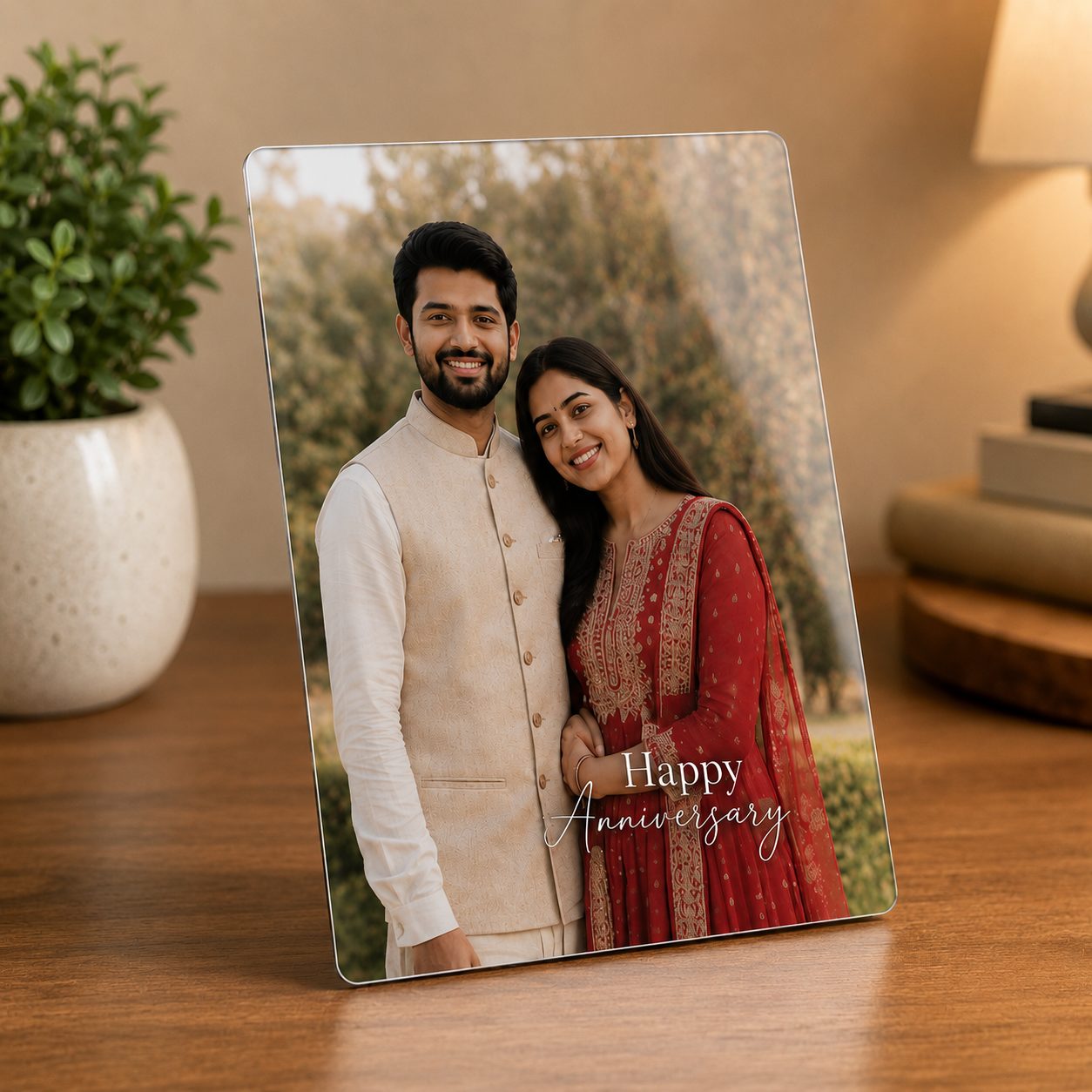 Personalized Acrylic Photo Frame with Metal Stand|20 × 29 cm  | Custom Photo Print | Premium Tabletop Gift | Bramika Artifacts