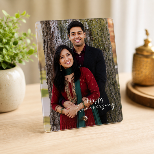 Personalized Acrylic Photo Frame with Metal Stand 6×8 Inch | Custom Photo Print | Premium Tabletop Gift | Bramika Artifacts