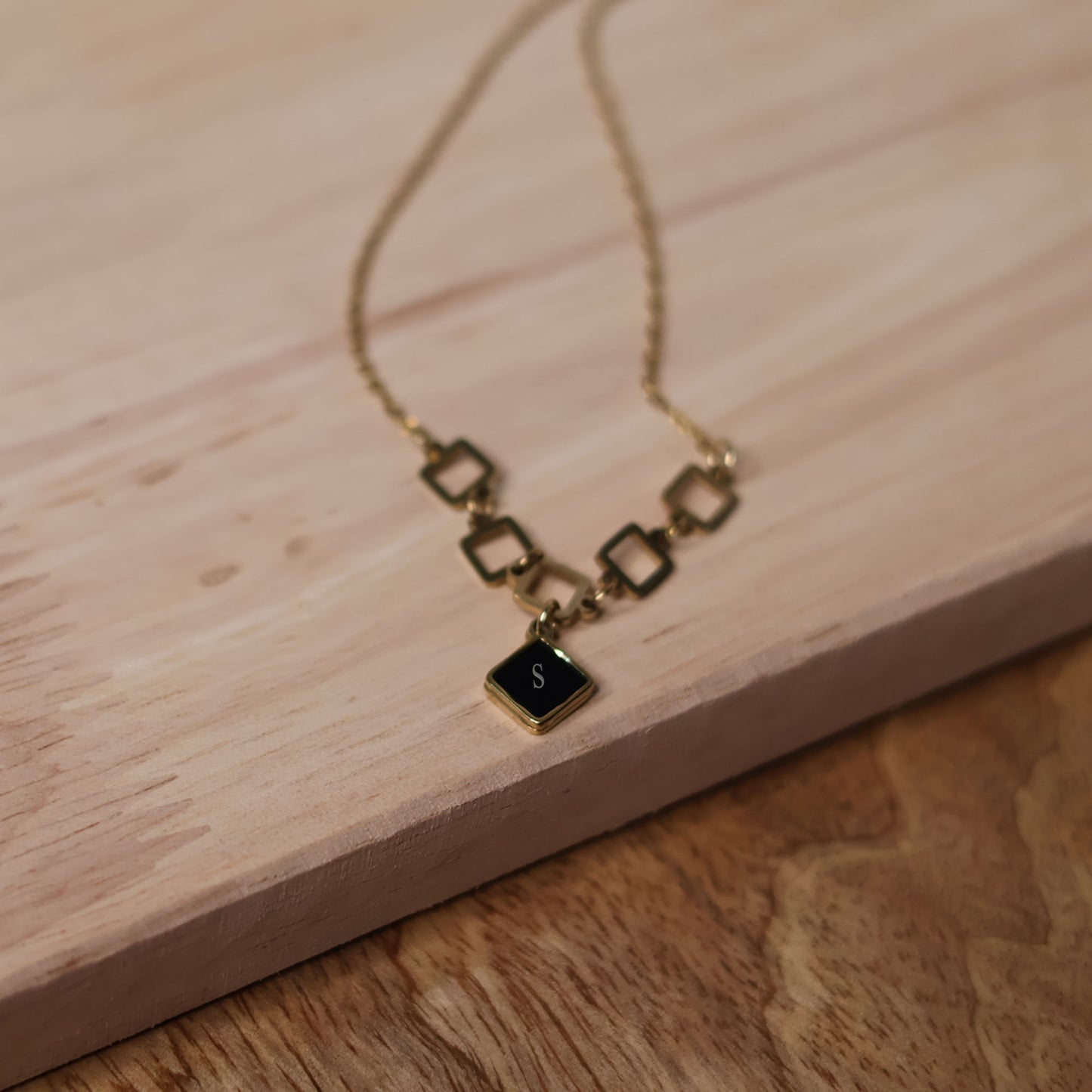 Personalized Initial Charm Necklace – Custom Letter Pendant Gold-Tone Necklace for Women
