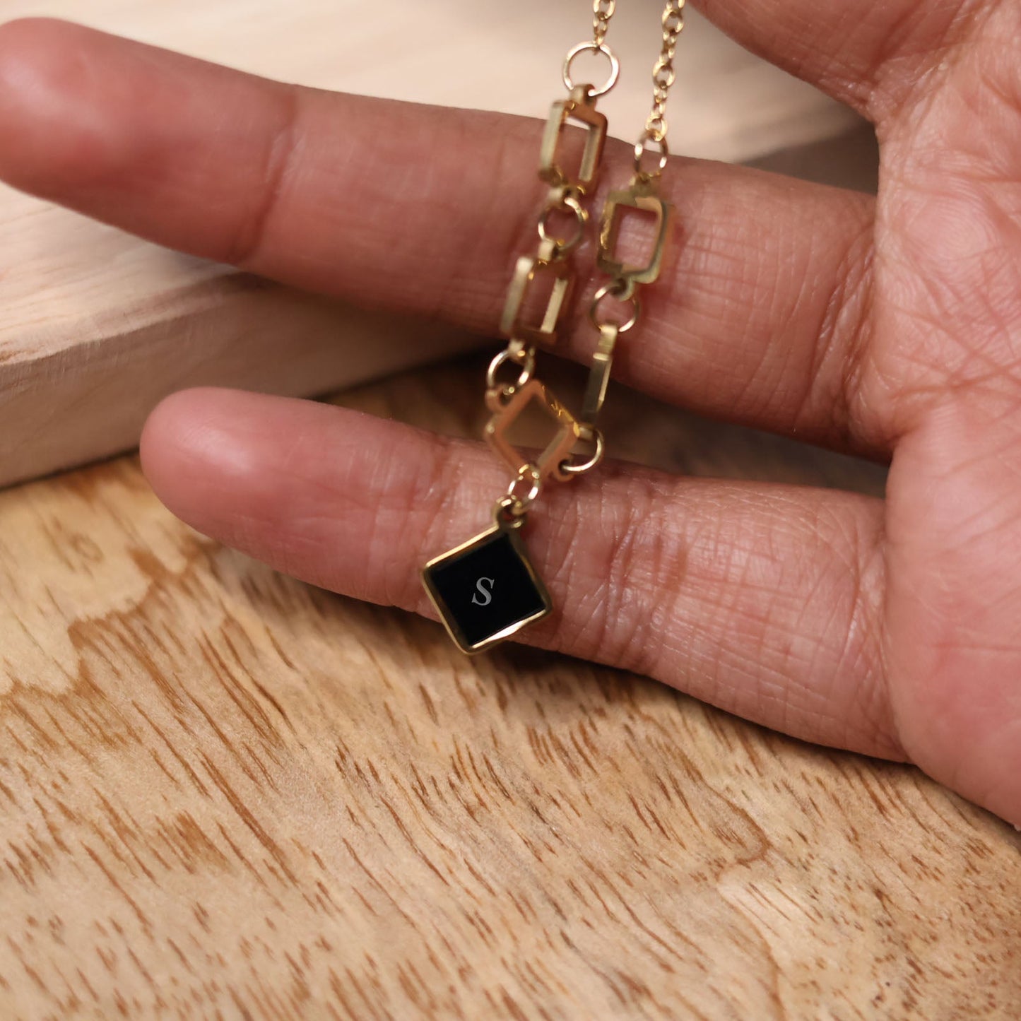 Personalized Initial Charm Necklace – Custom Letter Pendant Gold-Tone Necklace for Women