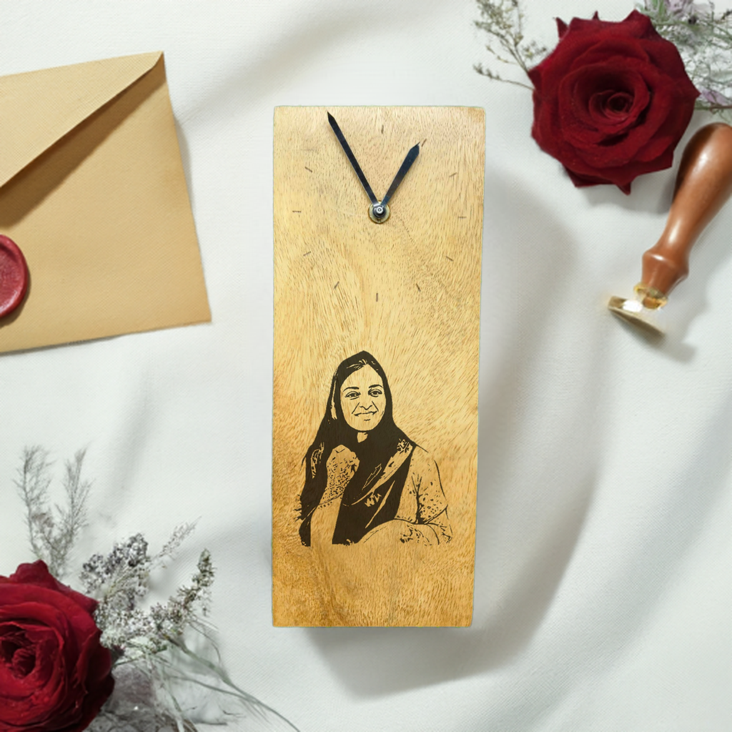 Personalized Wooden Engraved Clock Gift Plaque (11x30cm) Custom Printed Keepsake for Birthdays, Anniversaries, Weddings, and Special Occasions