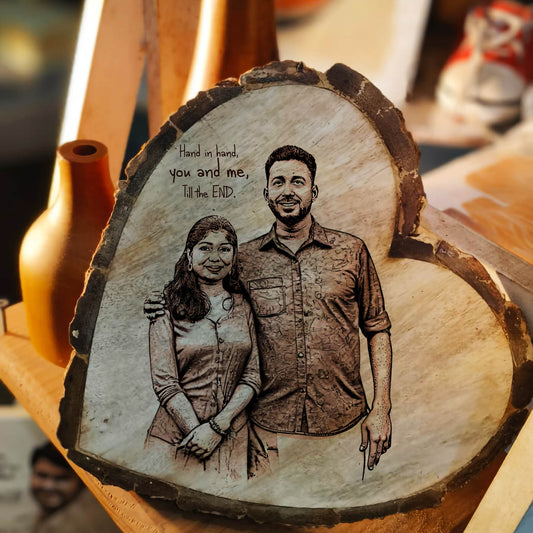 Personalized round Wooden Gift Heart Plaque (Mangowood) with bark  - 20x20cm(8" Inch) Custom Printed Keepsake for Birthdays, Anniversaries, Weddings, and Special Occasions (Bark type) (Copy)