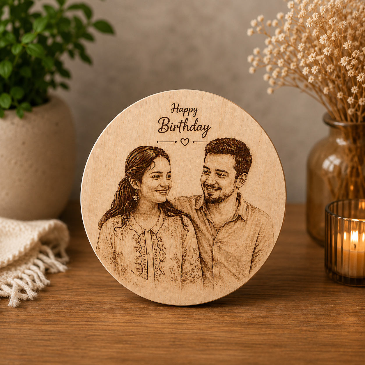 Round  Printed Wooden Plaque – 20×20 cm