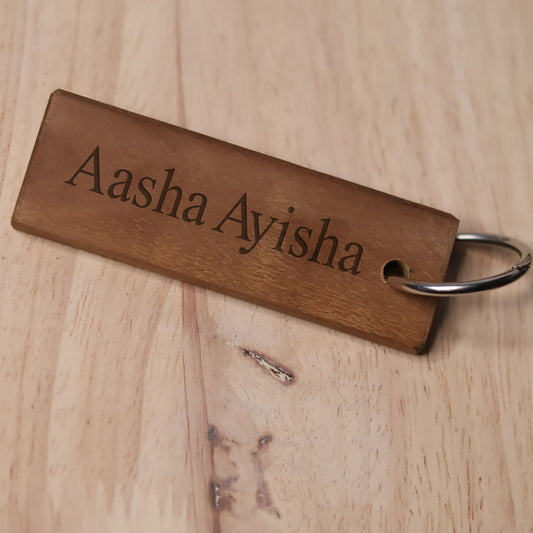 Personalized Dark Wood Keychain – Custom 2 Side Engraving | Wooden Name Keyring
